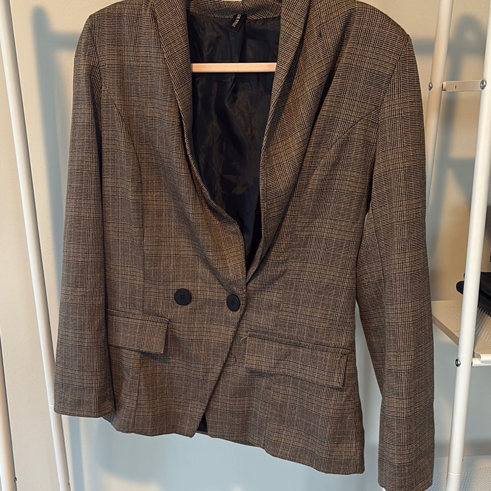 Nasty Gal Brown Plaid Blazer